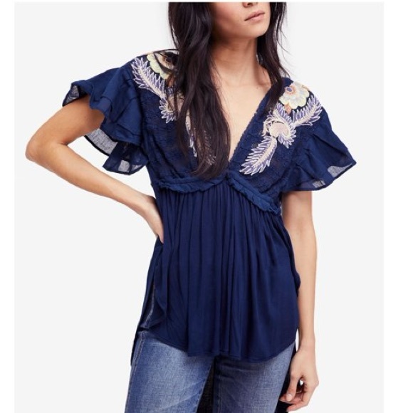 FREE PEOPLE FIESTA NUEVA EMBROIDERED TUNIC TOP - Picture 2 of 16